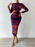 SHEIN Tie-Dye Pleated Dress