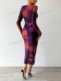 SHEIN Tie-Dye Pleated Dress