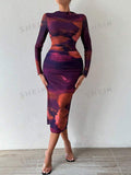 SHEIN Tie-Dye Pleated Dress