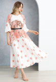 Floral Pleated Dress - White