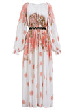 Floral Pleated Dress - White
