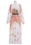 Floral Pleated Dress - White