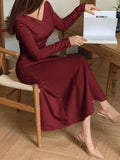 Solid Wrap Long Dress