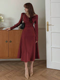 Solid Wrap Long Dress