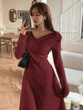 Solid Wrap Long Dress