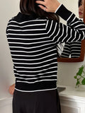 Striped Pattern Knitted Jumper - Black