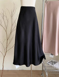 Solid Satin Skirt - Black