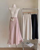 Solid Satin Skirt - Pink
