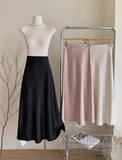 Solid Satin Skirt - Black