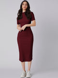 SHEIN Mock Neck Slit Back Bodycon Dress