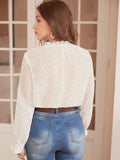Swiss Hearts Scallop Trim Blouse
