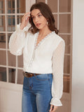 Swiss Hearts Scallop Trim Blouse