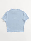 SHEIN Heart Cutout Detail Lettuce Trim Tee