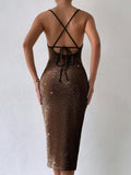SHEIN Split Thigh Tie Backless Cami Dress