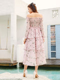 SHEIN Floral Print Tiered Hem A-Line Dress