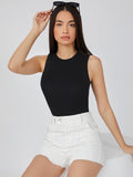 SHEIN BASICS Solid Form Fitted Tank Bodysuit