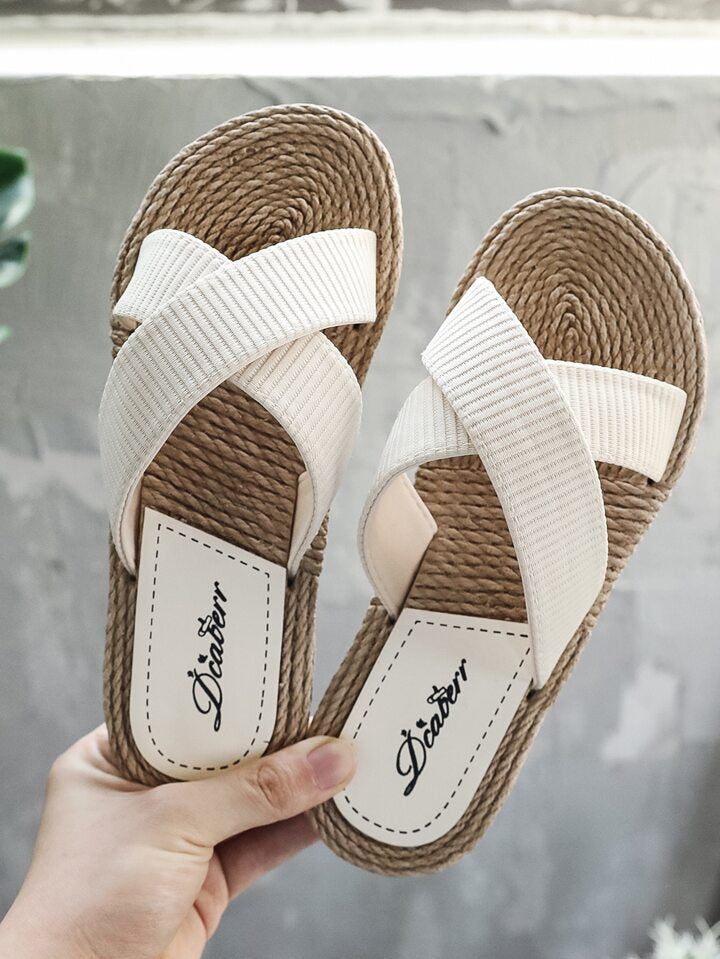 SHEIN Minimalist Cross Strap Slide Sandals