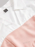 SHEIN MOD Color Block Asymmetrical Split Hem Slim Fit Shirt