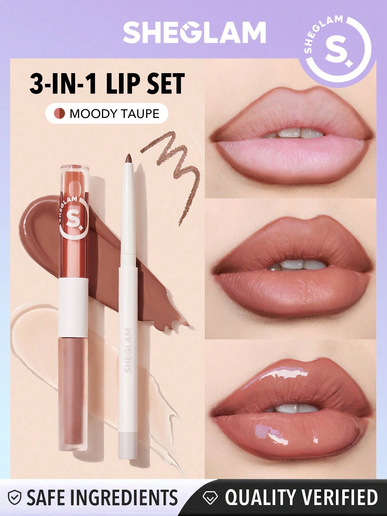 SHEGLAM Soft 90'S Glam Lip Liner And Lip Duo Set