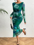 SHEIN Tie-Dye Pleated Dress