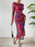 SHEIN Tie-Dye Pleated Dress