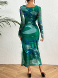 SHEIN Tie-Dye Pleated Dress