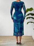 SHEIN Tie-Dye Pleated Dress