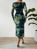 SHEIN Tie-Dye Pleated Dress