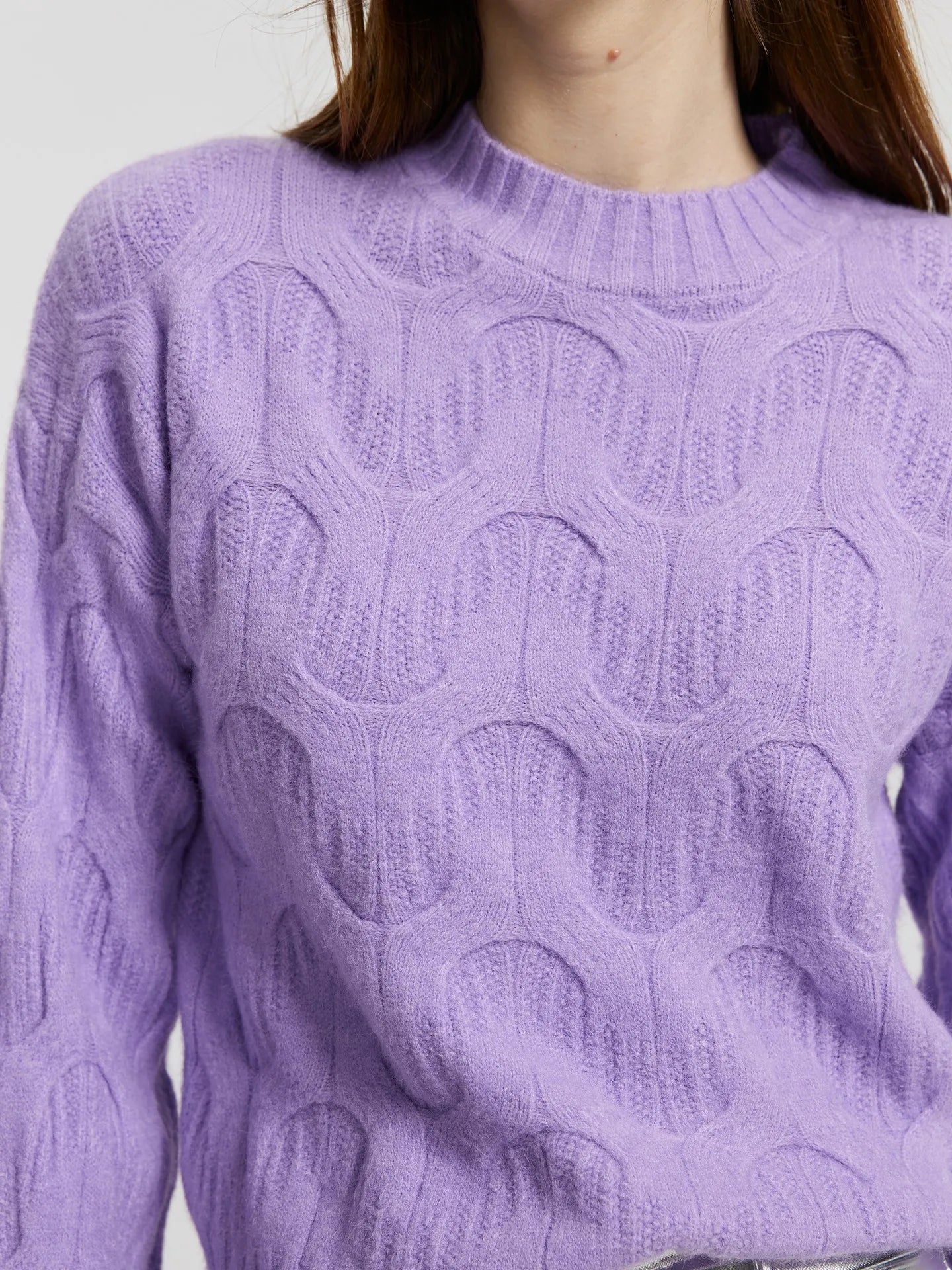 Cable Knit Sweater - Purple