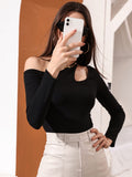 SHEIN Cut Out Asymmetrical Neck Tee