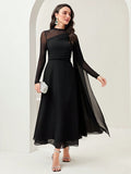 SHEIN Contrast Mesh Ruched Dress