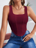 SHEIN Square Neck Hanky Hem Tank Top
