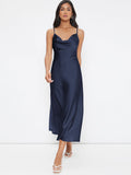 SHEIN Cowl Neck Solid Slip Dress