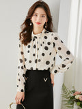 Polka Dot Mock Neck Blouse