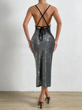 SHEIN Split Thigh Tie Backless Cami Dress