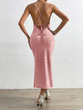 SHEIN Split Thigh Tie Backless Cami Dress