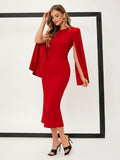 SHEIN Solid Cloak Sleeve Split Back Dress