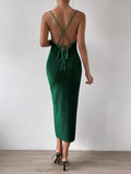 SHEIN Split Thigh Tie Backless Cami Dress