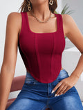 SHEIN Square Neck Hanky Hem Tank Top