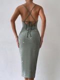 SHEIN Split Thigh Tie Backless Cami Dress
