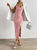 SHEIN Split Thigh Tie Backless Cami Dress