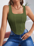 SHEIN Square Neck Hanky Hem Tank Top