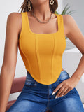 SHEIN Square Neck Hanky Hem Tank Top