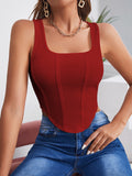 SHEIN Square Neck Hanky Hem Tank Top