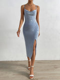 SHEIN Split Thigh Tie Backless Cami Dress
