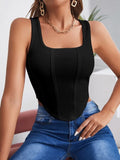 SHEIN Square Neck Hanky Hem Tank Top