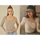 Pack of 2 Rib-Knit Square Neck Tops