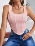 SHEIN Square Neck Hanky Hem Tank Top