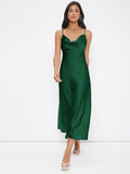 SHEIN Cowl Neck Solid Slip Dress
