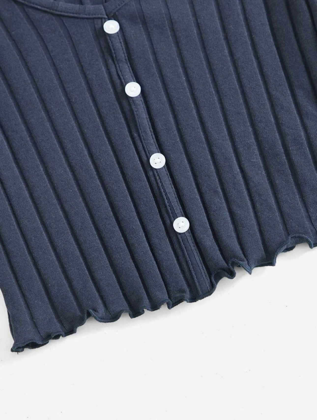 SHEIN EZwear Button Up Rib-Knit Crop Top